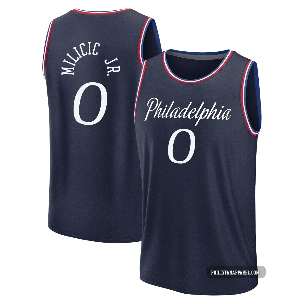 Igor Milicic Jr. ＃0 Youth 2025/26 Philadelphia 76ers Fast Break Navy City Edition Jersey