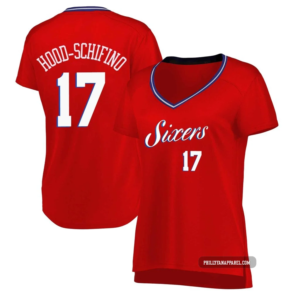 Jalen Hood-Schifino ＃17 Women's Red Philadelphia 76ers Fast Break Jersey - Statement Edition