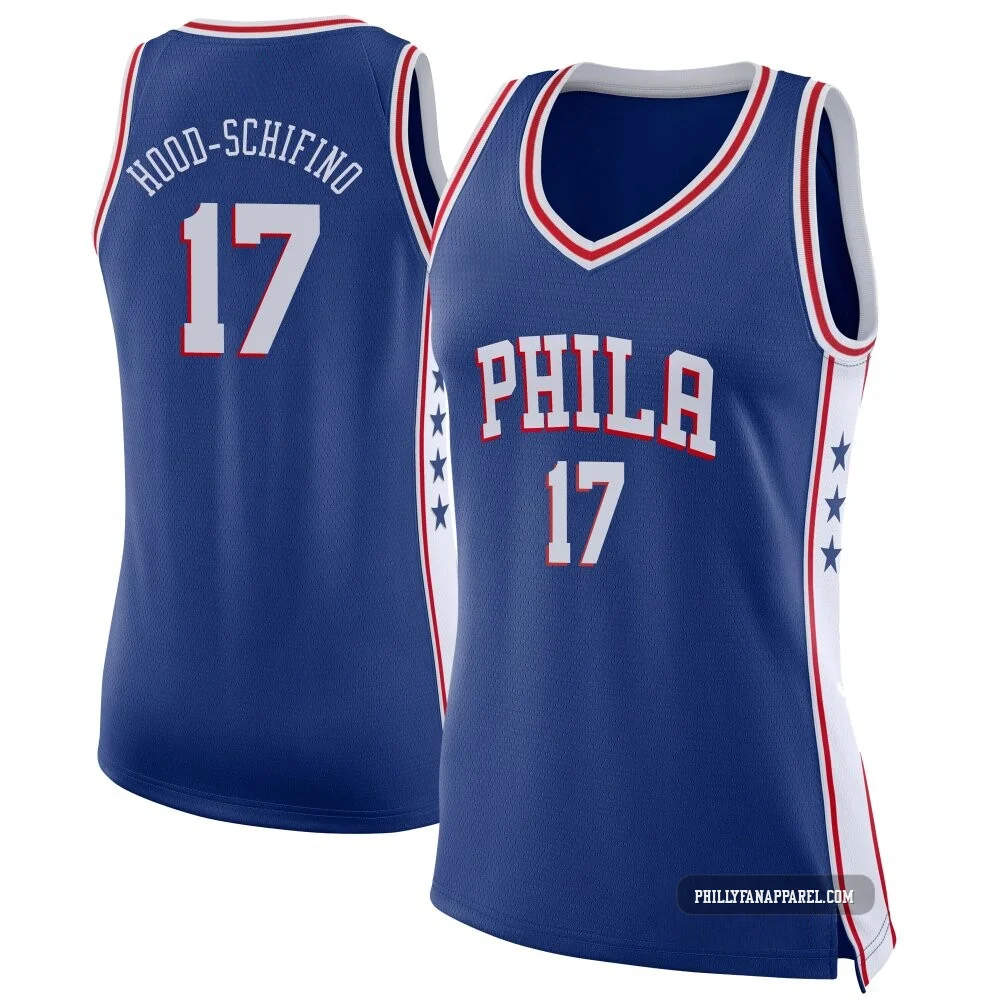 Jalen Hood-Schifino ＃17 Women's Swingman Blue Philadelphia 76ers Jersey - Icon Edition
