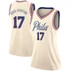 Jalen Hood-Schifino ＃17 Women's Swingman Cream Philadelphia 76ers Jersey - City Edition