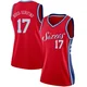 Jalen Hood-Schifino ＃17 Women's Swingman Red Philadelphia 76ers Jersey - Statement Edition