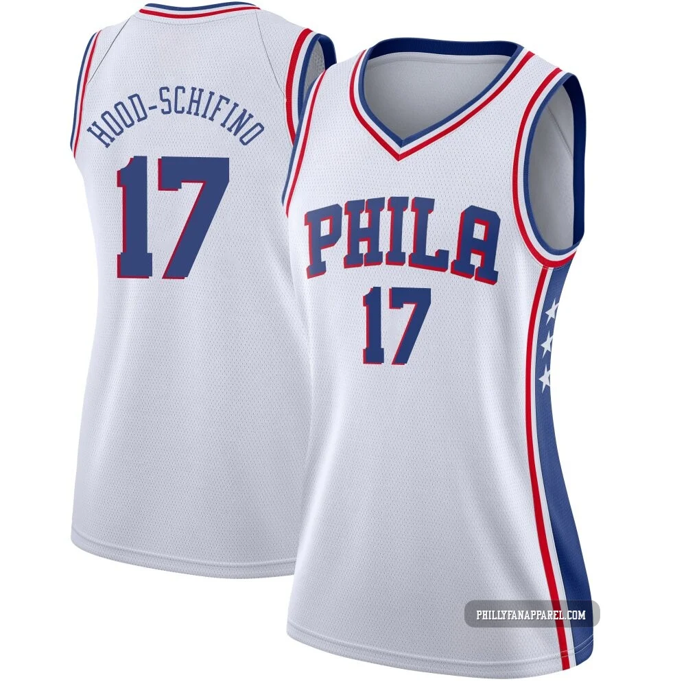 Jalen Hood-Schifino ＃17 Women's Swingman White Philadelphia 76ers Jersey - Association Edition