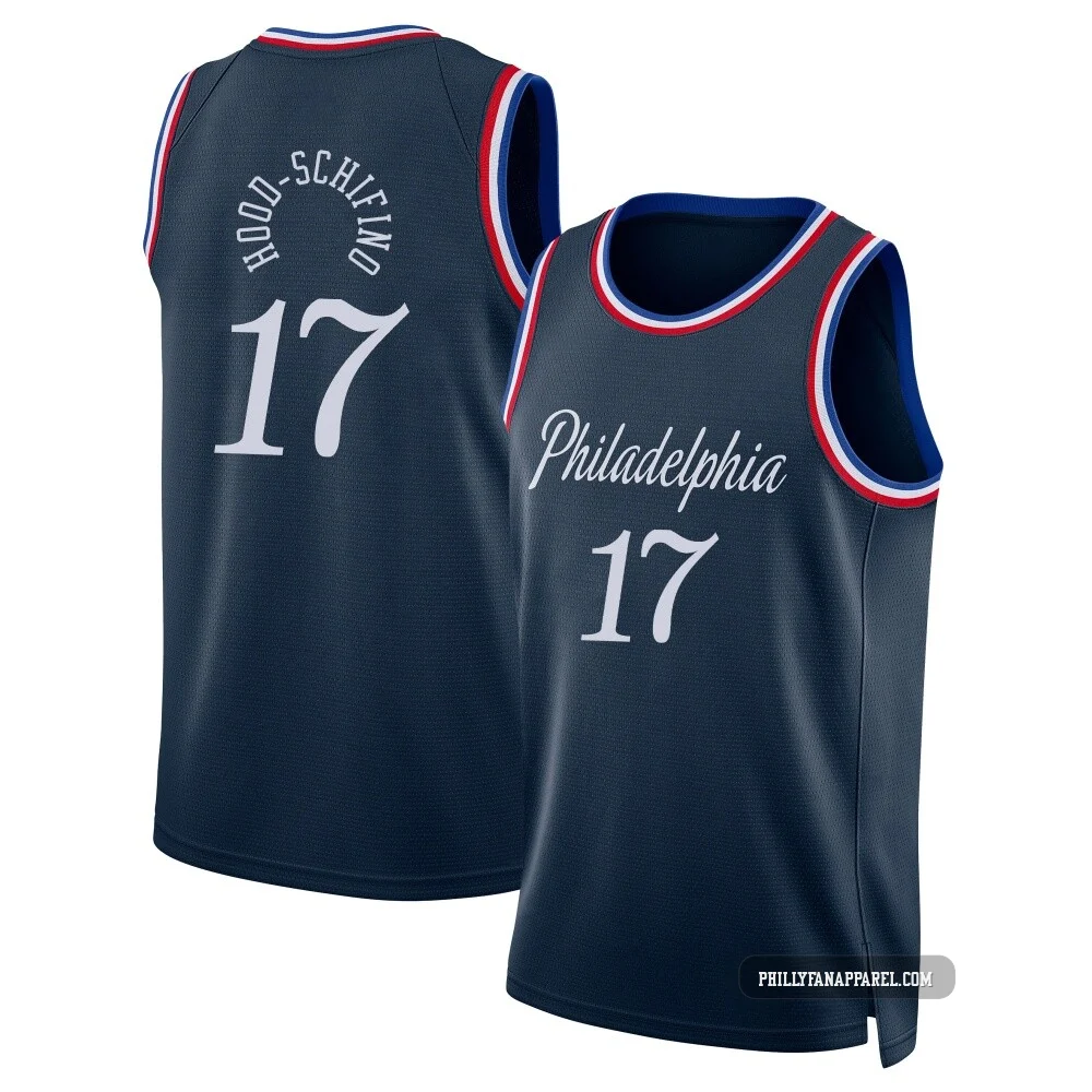 Jalen Hood-Schifino ＃17 Youth Swingman 2025/26 Philadelphia 76ers Navy City Edition Jersey