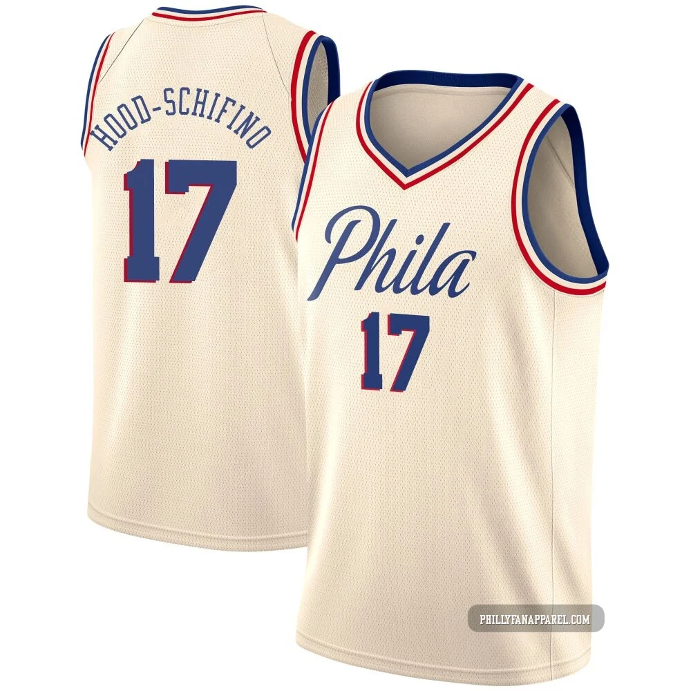 Jalen Hood-Schifino ＃17 Youth Swingman Cream Philadelphia 76ers Jersey - City Edition