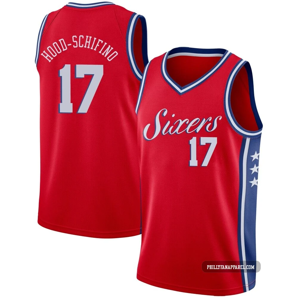 Jalen Hood-Schifino ＃17 Youth Swingman Red Philadelphia 76ers Jersey - Statement Edition
