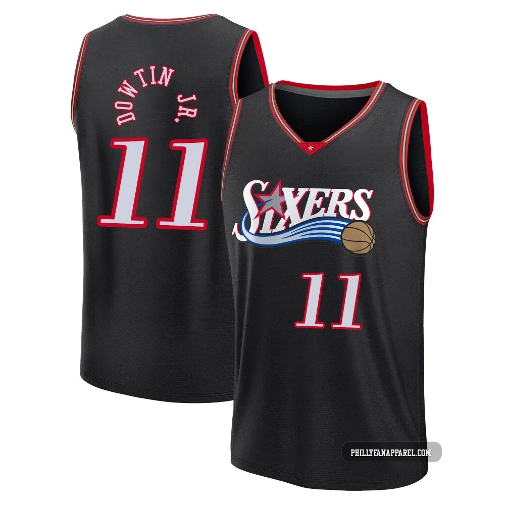 Jeff Dowtin Jr. ＃11 Men's Black Philadelphia 76ers Fast Break Classic Edition Jersey