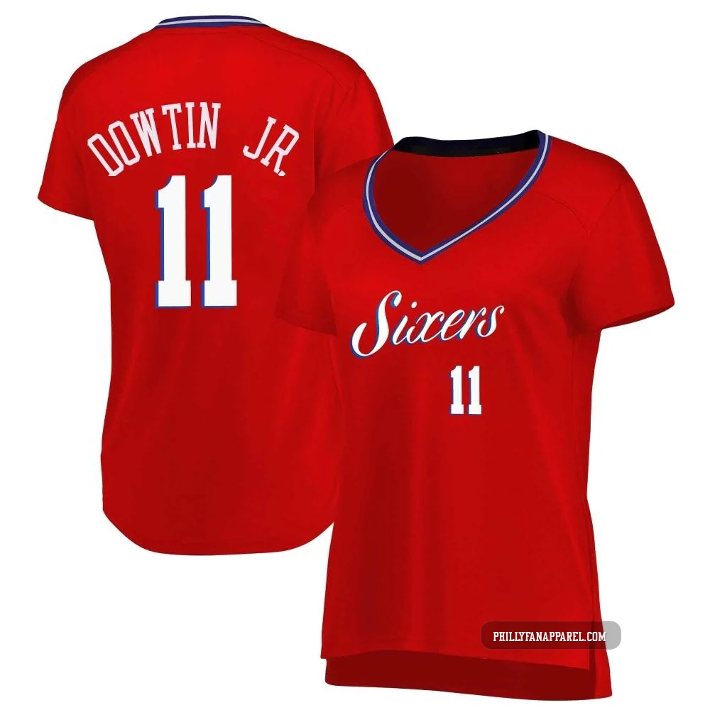 Jeff Dowtin Jr. ＃11 Women's Red Philadelphia 76ers Fast Break Jersey - Statement Edition
