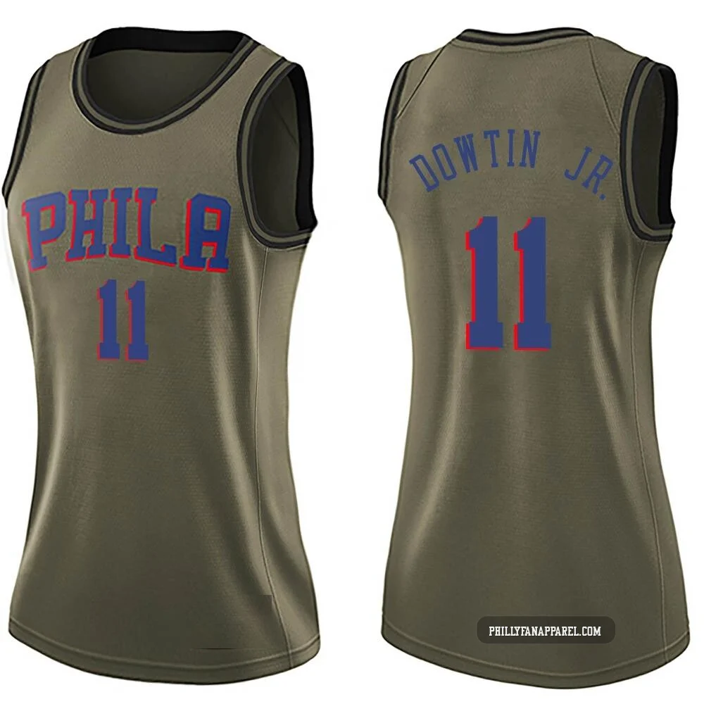 Jeff Dowtin Jr. ＃11 Women's Swingman Green Philadelphia 76ers Salute to Service Jersey