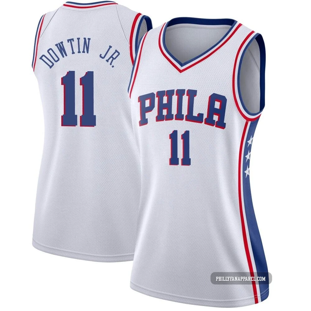 Jeff Dowtin Jr. ＃11 Women's Swingman White Philadelphia 76ers Jersey - Association Edition