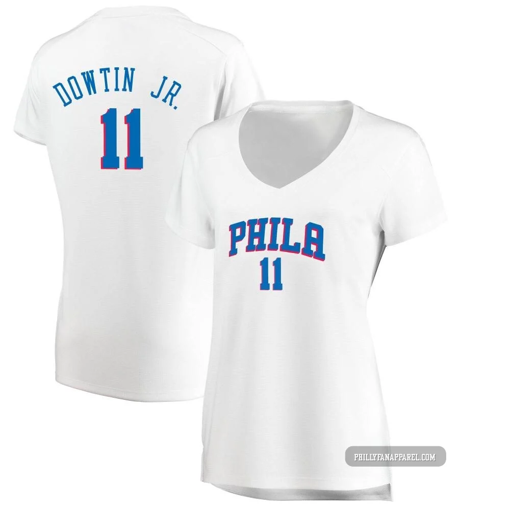 Jeff Dowtin Jr. ＃11 Women's White Philadelphia 76ers Fast Break Jersey - Association Edition