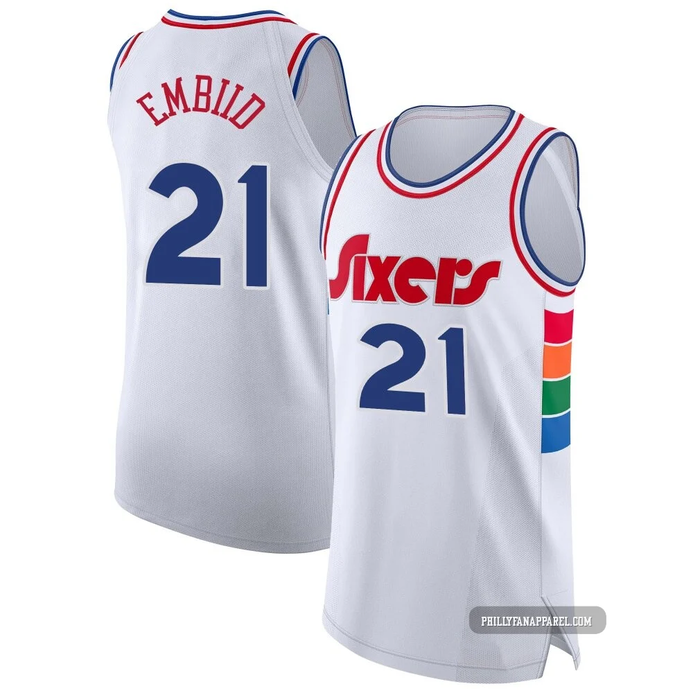Joel Embiid ＃21 Men's Authentic 2024/25 Philadelphia 76ers White City Edition Jersey