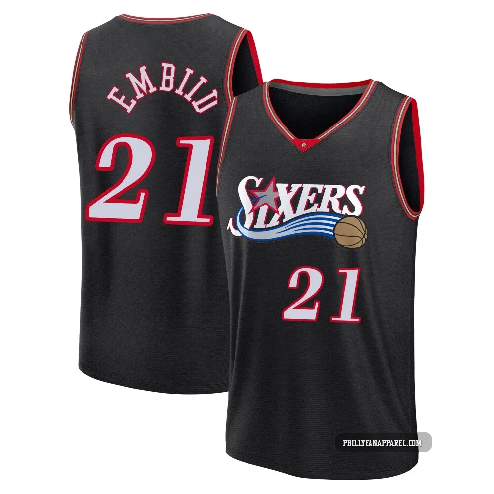 Joel Embiid ＃21 Men's Black Philadelphia 76ers Fast Break Classic Edition Jersey