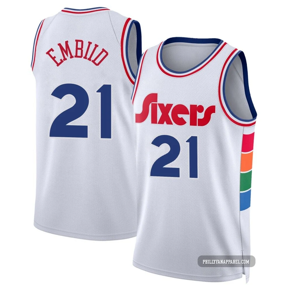 Joel Embiid ＃21 Men's Swingman 2024/25 Philadelphia 76ers White City Edition Jersey