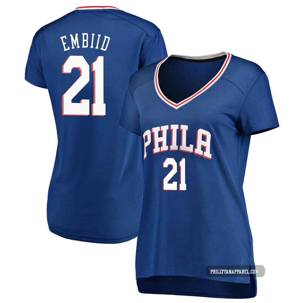 Joel Embiid ＃21 Women's Royal Philadelphia 76ers Fast Break Jersey - Icon Edition
