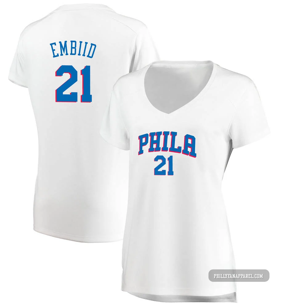 Joel Embiid ＃21 Women's White Philadelphia 76ers Fast Break Jersey - Association Edition