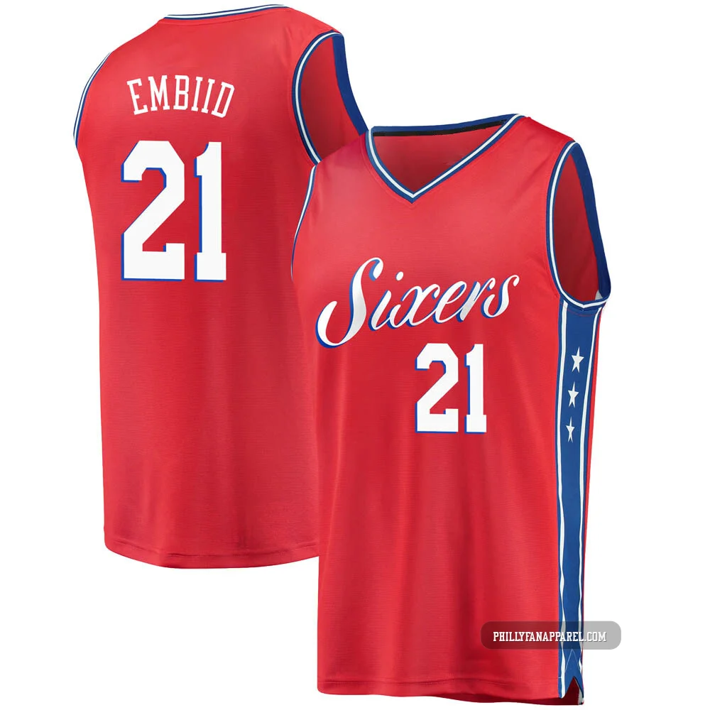 Joel Embiid ＃21 Youth Red Philadelphia 76ers Fast Break Jersey - Statement Edition
