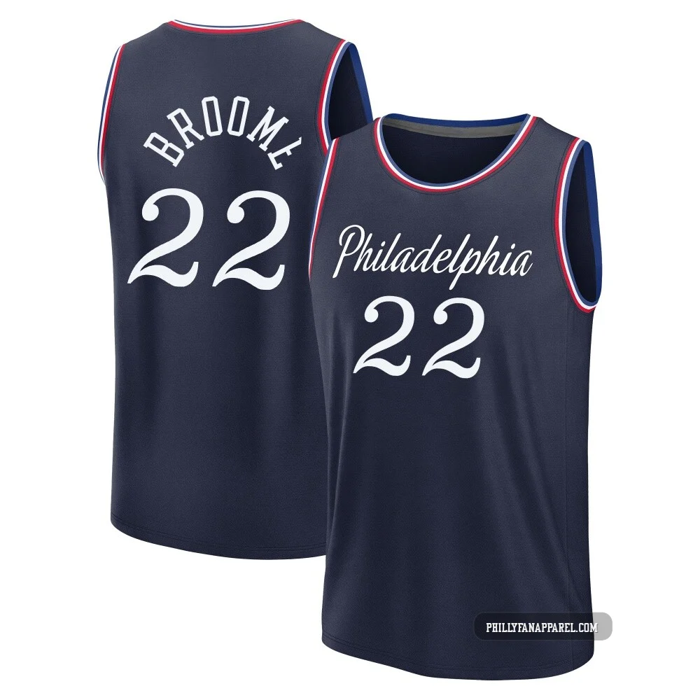 Johni Broome ＃22 Men's 2025/26 Philadelphia 76ers Fast Break Navy City Edition Jersey