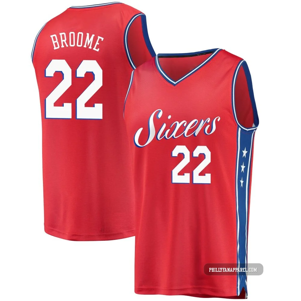 Johni Broome ＃22 Men's Red Philadelphia 76ers Fast Break Jersey - Statement Edition