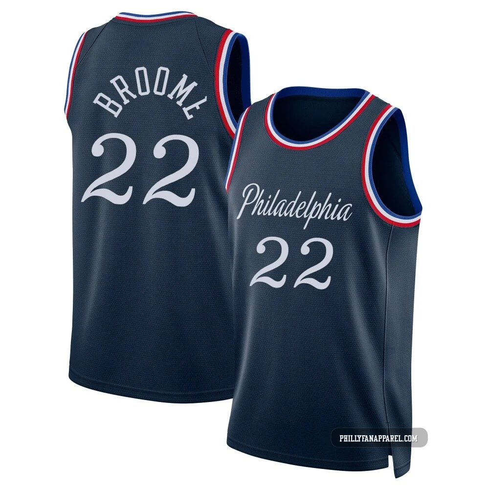 Johni Broome ＃22 Men's Swingman 2025/26 Philadelphia 76ers Navy City Edition Jersey