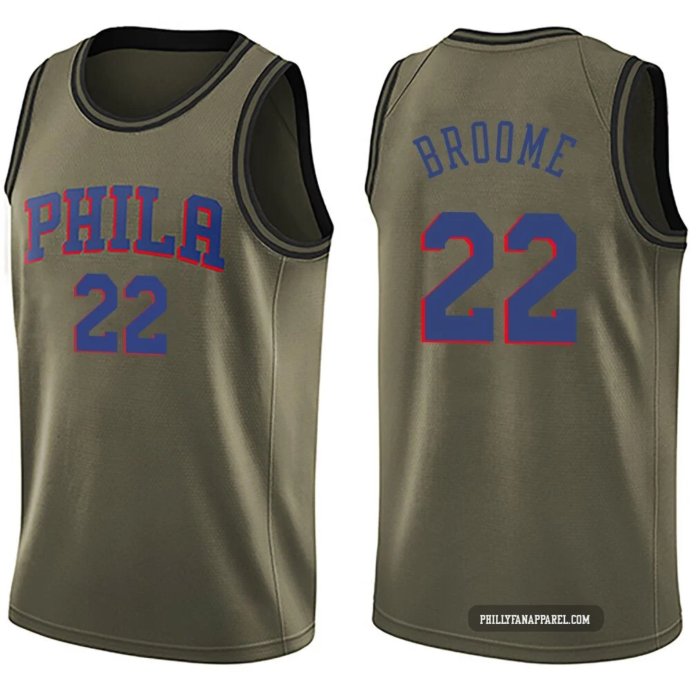 Johni Broome ＃22 Youth Swingman Green Philadelphia 76ers Salute to Service Jersey