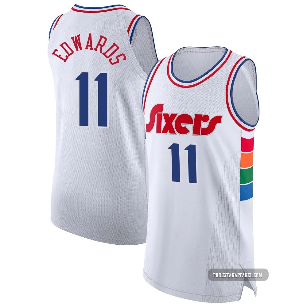 Justin Edwards ＃11 Men's Authentic 2024/25 Philadelphia 76ers White City Edition Jersey