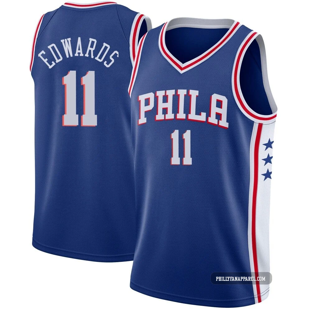 Justin Edwards ＃11 Men's Swingman Blue Philadelphia 76ers Jersey - Icon Edition