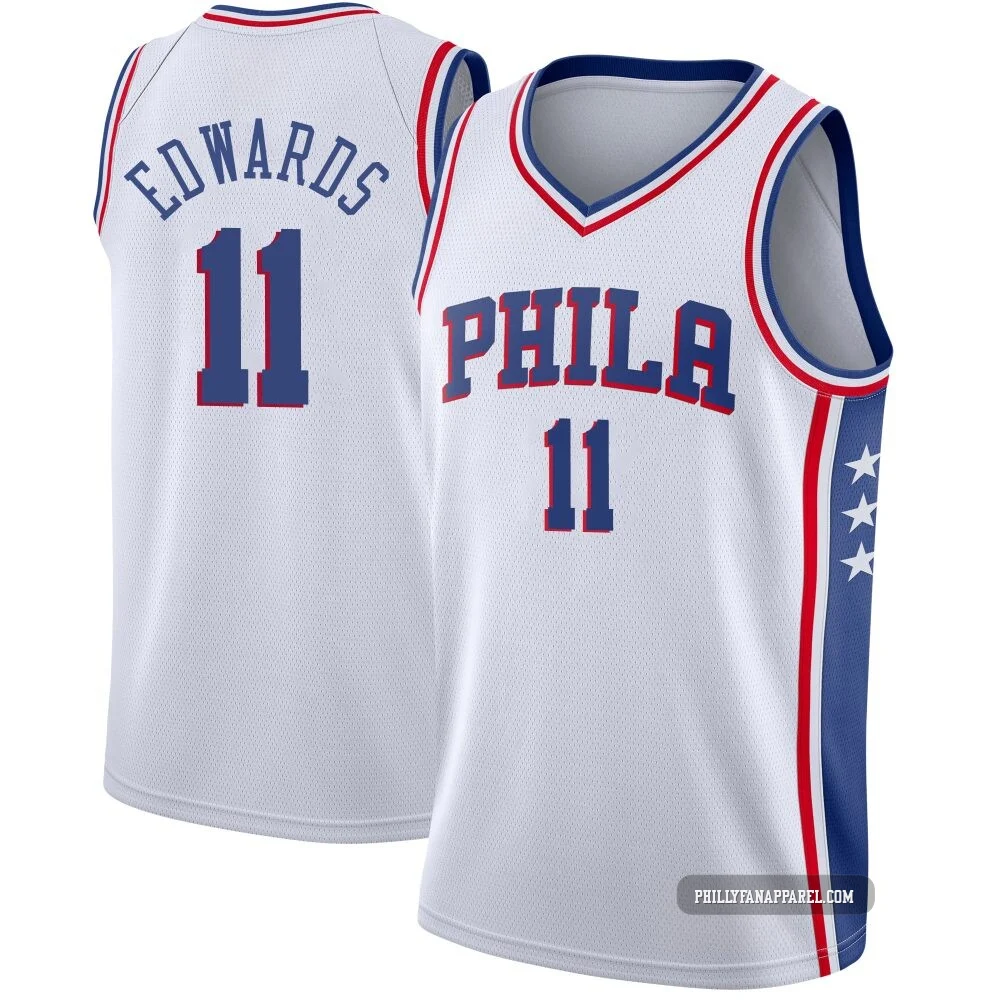Justin Edwards ＃11 Men's Swingman White Philadelphia 76ers Jersey - Association Edition