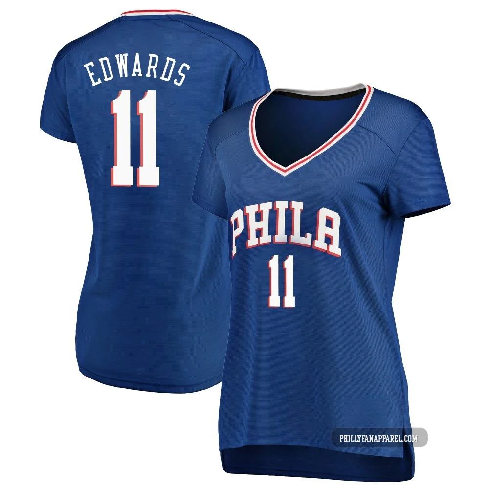 Justin Edwards ＃11 Women's Royal Philadelphia 76ers Fast Break Jersey - Icon Edition