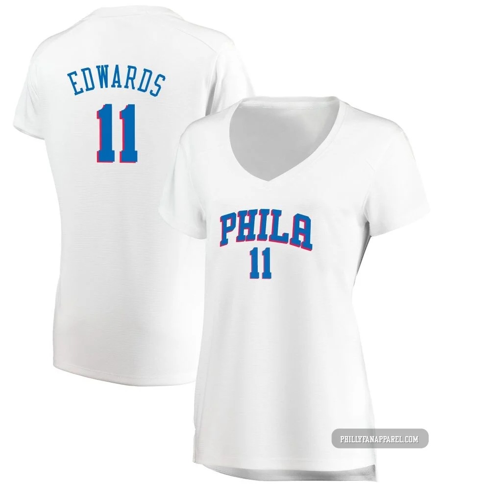 Justin Edwards ＃11 Women's White Philadelphia 76ers Fast Break Jersey - Association Edition