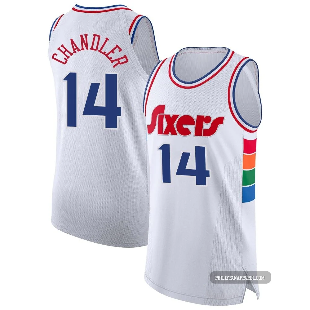 Kennedy Chandler ＃14 Men's Authentic 2024/25 Philadelphia 76ers White City Edition Jersey