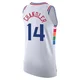 Kennedy Chandler ＃14 Men's Authentic 2024/25 Philadelphia 76ers White City Edition Jersey
