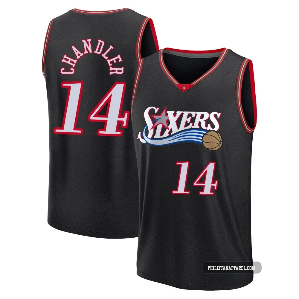 Kennedy Chandler ＃14 Men's Black Philadelphia 76ers Fast Break Classic Edition Jersey