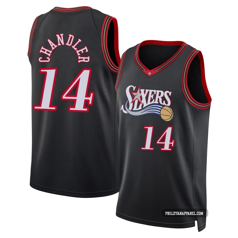 Kennedy Chandler ＃14 Men's Swingman Black Philadelphia 76ers Classic Edition Jersey