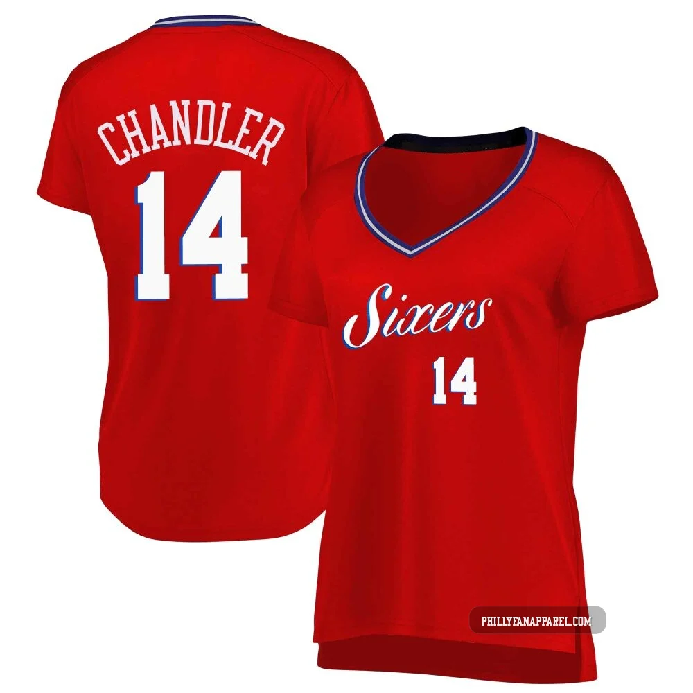Kennedy Chandler ＃14 Women's Red Philadelphia 76ers Fast Break Jersey - Statement Edition