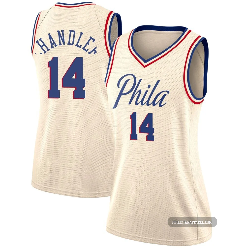Kennedy Chandler ＃14 Women's Swingman Cream Philadelphia 76ers Jersey - City Edition