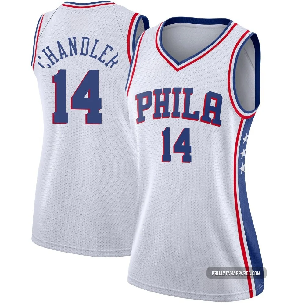 Kennedy Chandler ＃14 Women's Swingman White Philadelphia 76ers Jersey - Association Edition