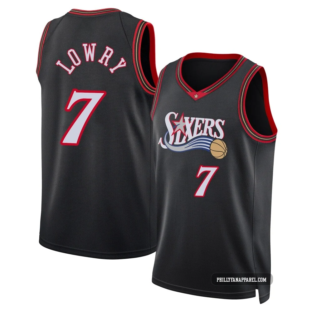 Kyle Lowry ＃7 Men's Swingman Black Philadelphia 76ers Classic Edition Jersey