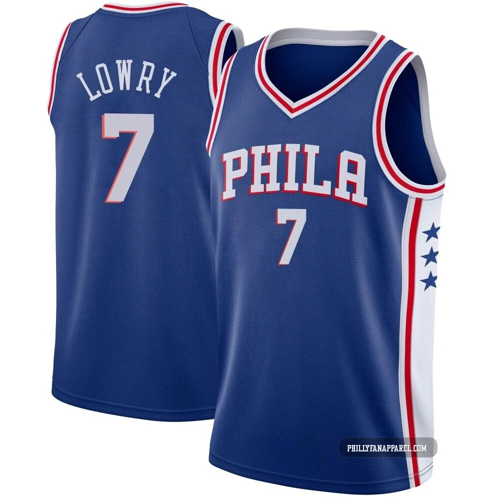Kyle Lowry ＃7 Youth Swingman Blue Philadelphia 76ers Jersey - Icon Edition