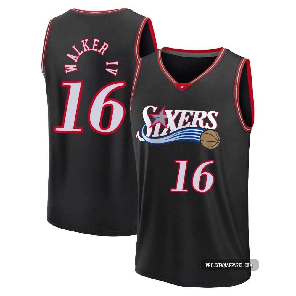 Lonnie Walker IV ＃16 Men's Black Philadelphia 76ers Fast Break Classic Edition Jersey