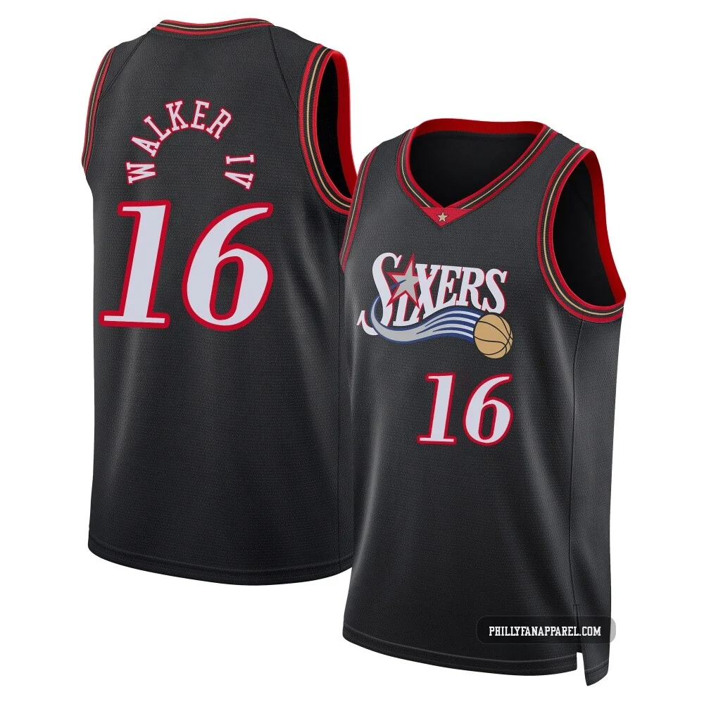 Lonnie Walker IV ＃16 Men's Swingman Black Philadelphia 76ers Classic Edition Jersey