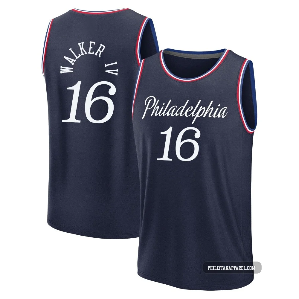 Lonnie Walker IV ＃16 Youth 2025/26 Philadelphia 76ers Fast Break Navy City Edition Jersey
