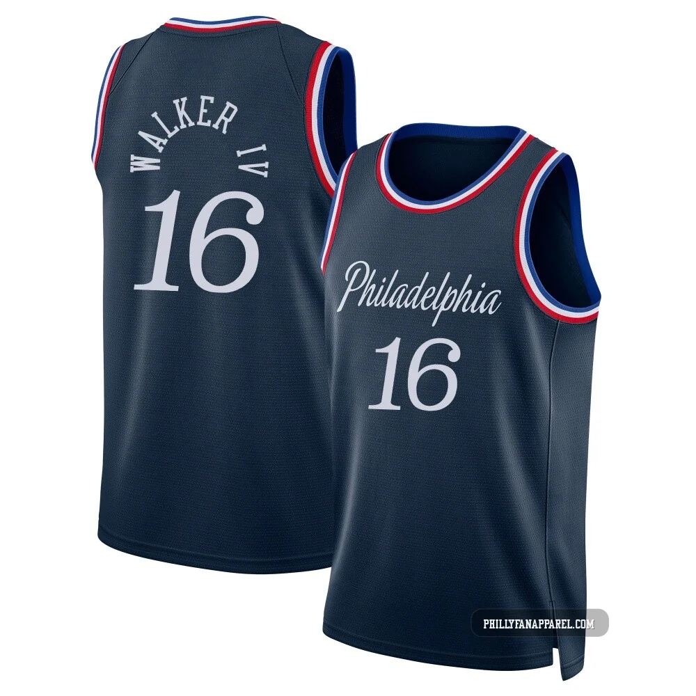 Lonnie Walker IV ＃16 Youth Swingman 2025/26 Philadelphia 76ers Navy City Edition Jersey