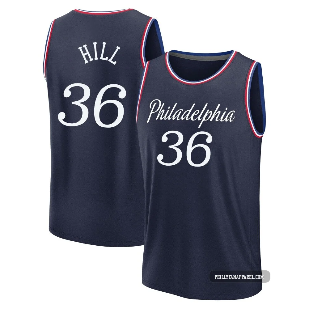 Malcolm Hill ＃36 Men's 2025/26 Philadelphia 76ers Fast Break Navy City Edition Jersey