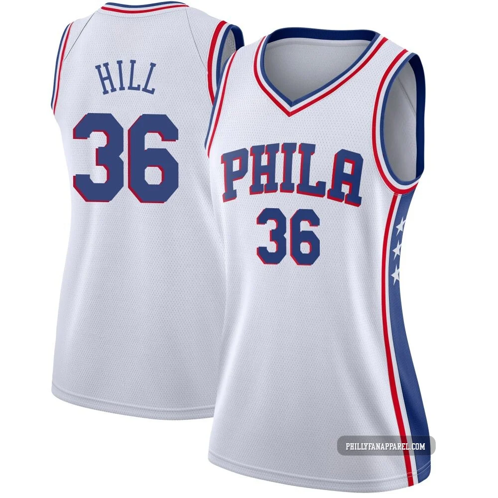 Malcolm Hill ＃36 Women's Swingman White Philadelphia 76ers Jersey - Association Edition