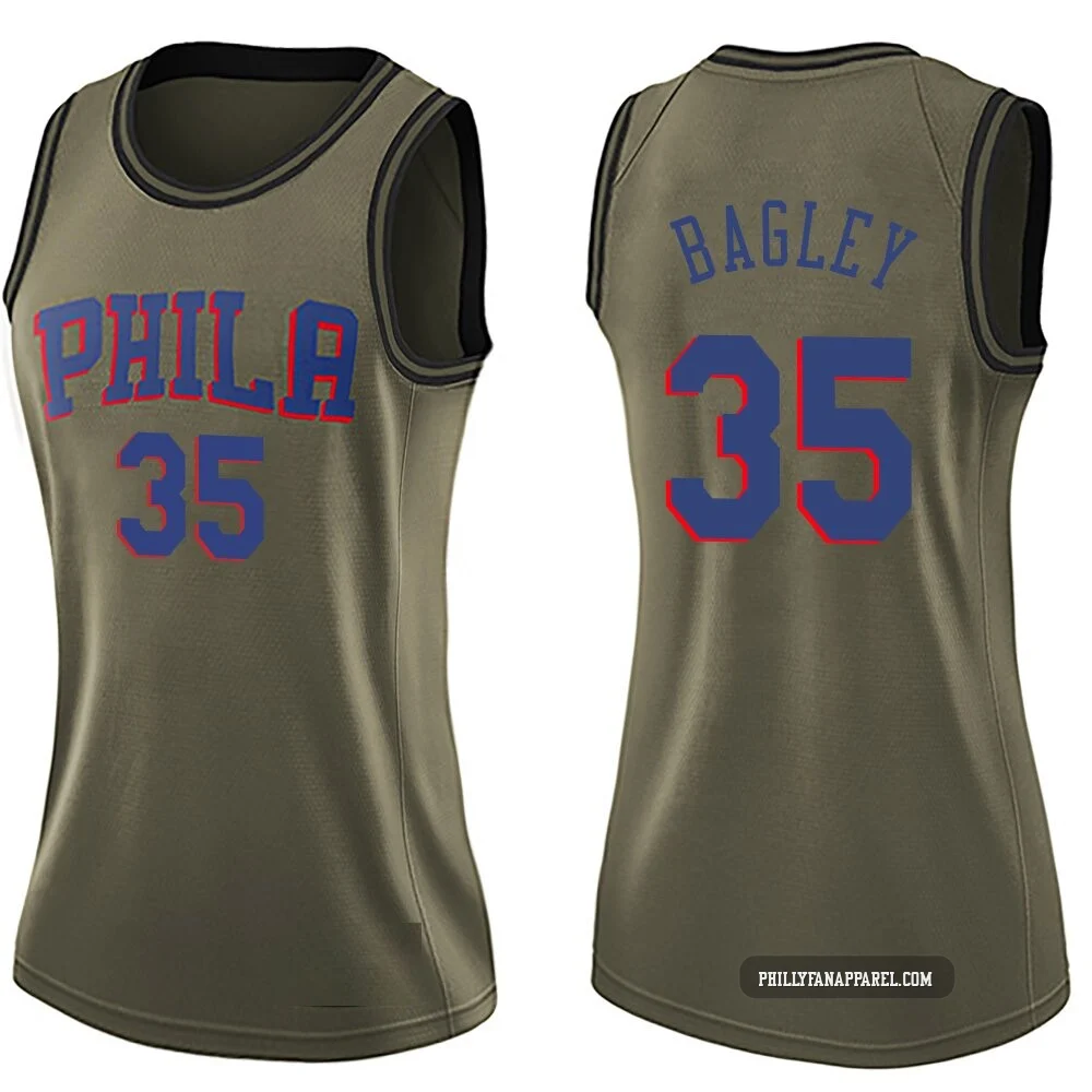 Marcus Bagley ＃35 Women's Swingman Green Philadelphia 76ers Salute to Service Jersey