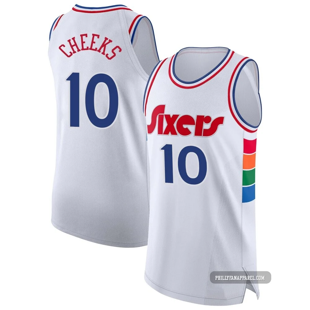 Maurice Cheeks ＃10 Men's Authentic 2024/25 Philadelphia 76ers White City Edition Jersey
