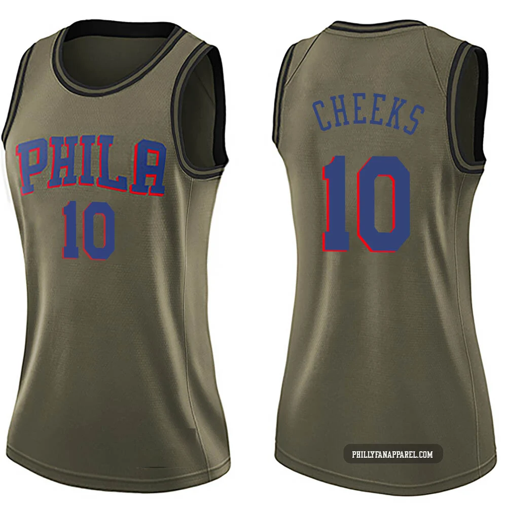 Maurice Cheeks ＃10 Women's Swingman Green Philadelphia 76ers Salute to Service Jersey
