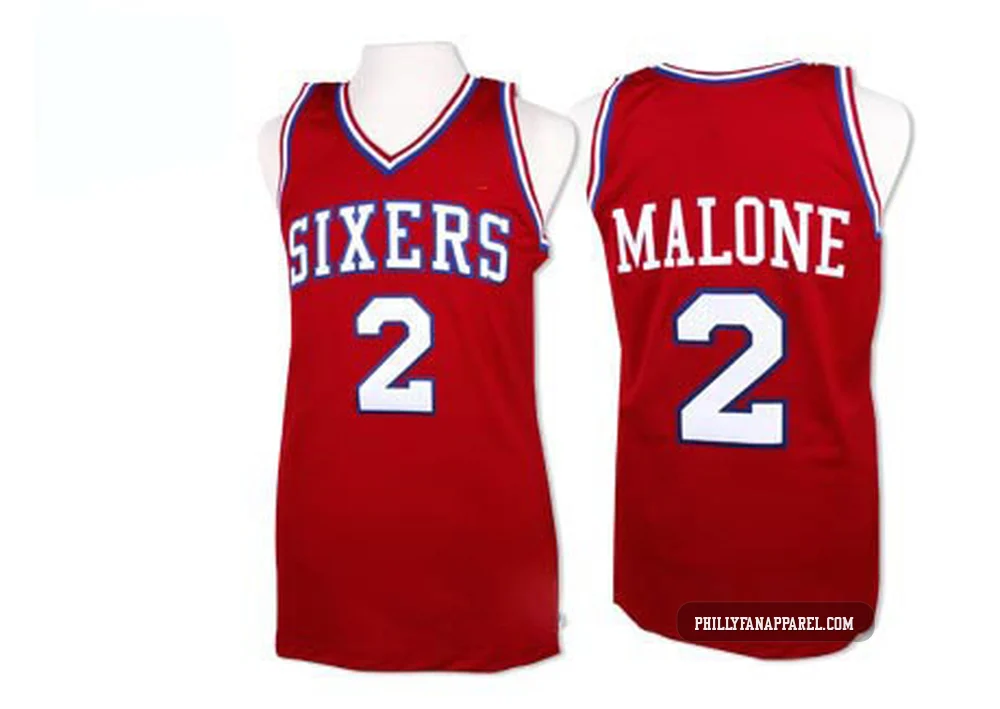Moses Malone ＃2 Men's Authentic Red Philadelphia 76ers Throwback Jersey
