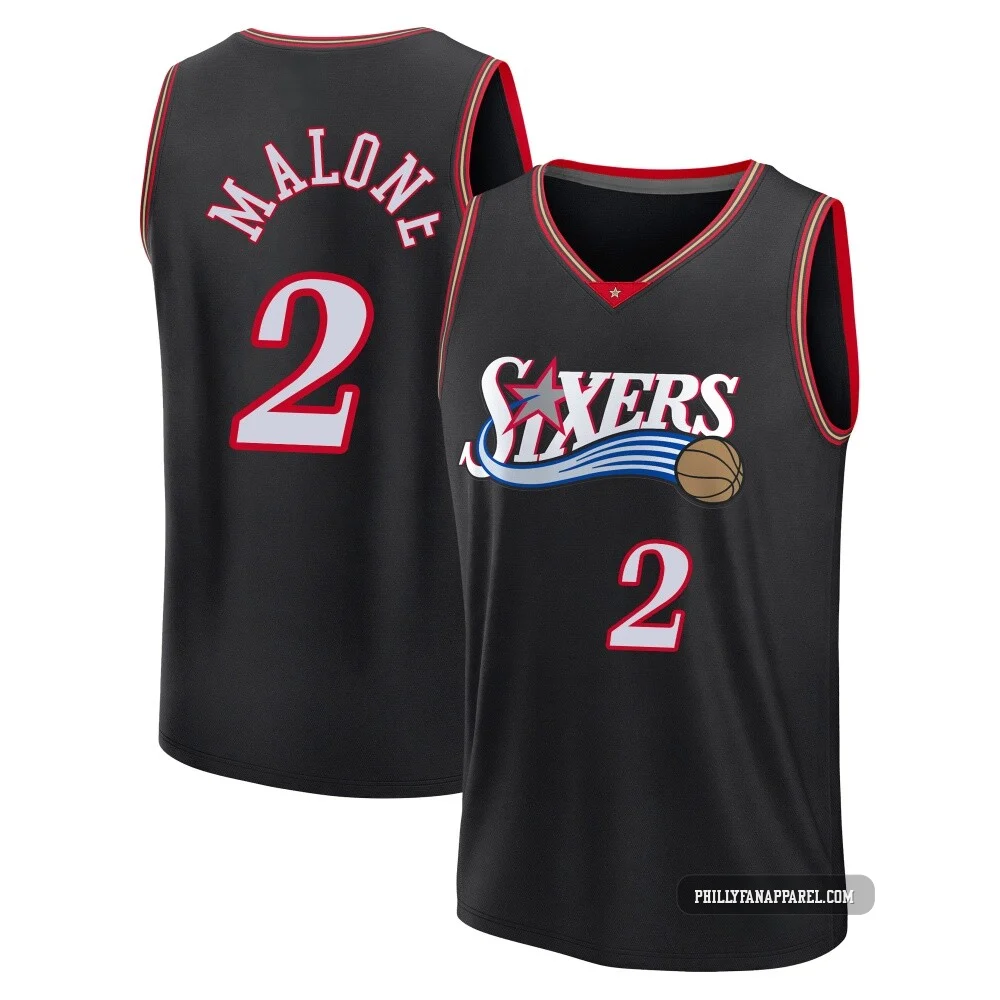 Moses Malone ＃2 Men's Black Philadelphia 76ers Fast Break Classic Edition Jersey