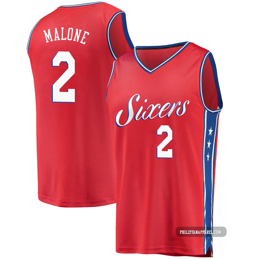 Moses Malone ＃2 Men's Red Philadelphia 76ers Fast Break Jersey - Statement Edition